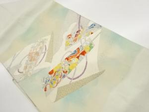 檜垣に扇・紐模様織出し名古屋帯